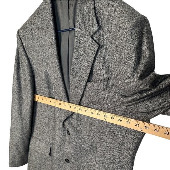 Oscar de la Renta 44R Tweed 100% Wool Blazer 2 Button Suit Jacket Gray Black - Picture 5 of 10